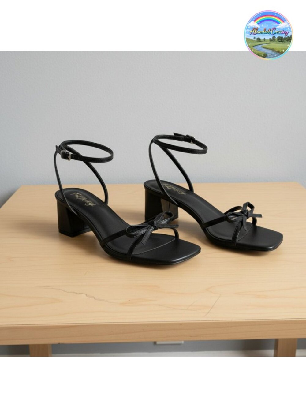 Women's Bow Strappy Low Block Heels Square Toe Ankle Strap Party Sandals